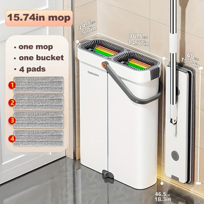 [Narrow Gap Magic] Hand-free Flat Mop And Bucket, Home Floor Cleaning, Recommended for Bedrooms, Living Rooms, Bathrooms, Kitchens, Patios, for Vinyl Wood And Tile Floors, Floor Cleaning, Cleaning Supplies, Cleaning Tools, Ho