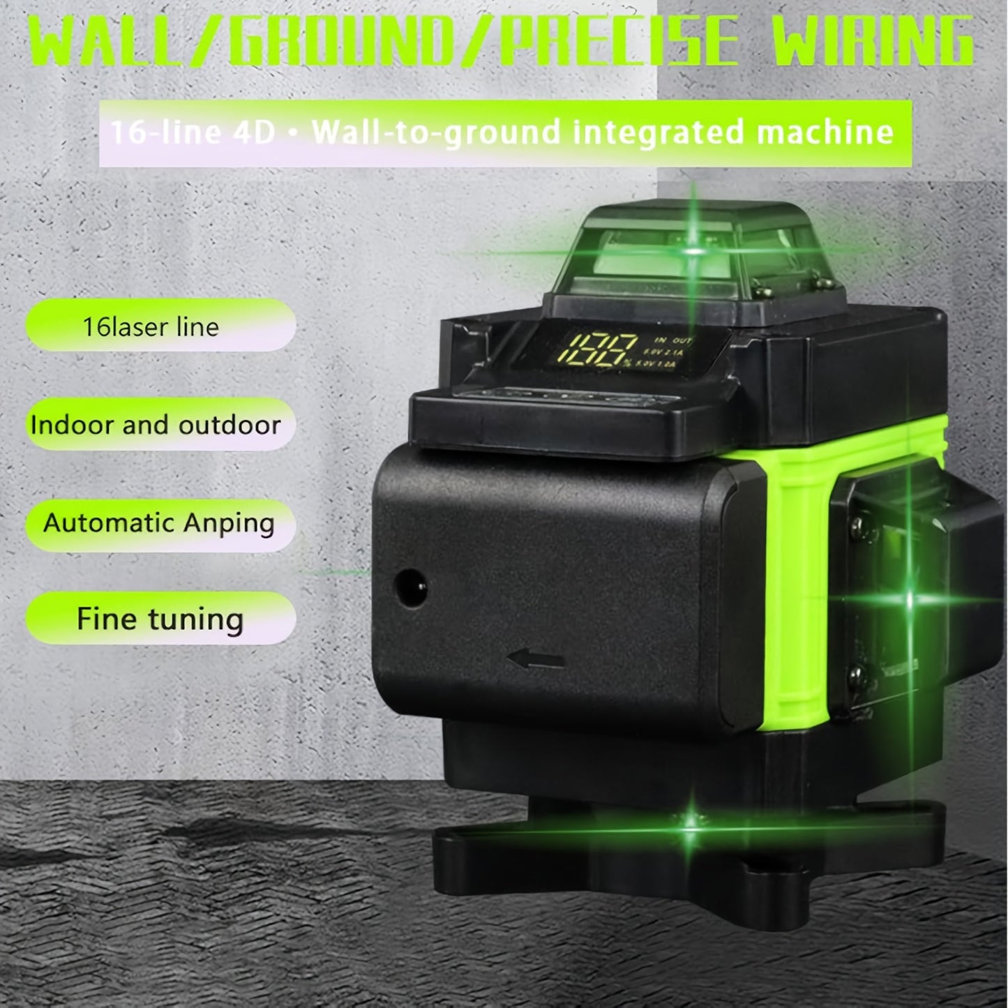 Lixada 4D 16 Lines Laser Level 3° Self-leveling Machine USB Rechargeable Lithium Battery Leveling Tool With Vertical Horizontal Tilt Lines