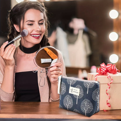 Casual Canvas Cosmetics Bag, Zipper Coin Purse, Portable Travel Storage Bag