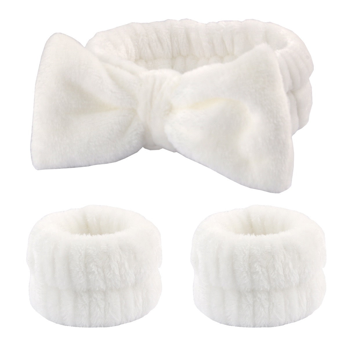 1pc/3pcs Cute Bow Hair Band And Wristband Set, Women Spa Headband For Washing Face, Makeup Hair Band, Skincare Headbands