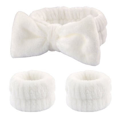 1pc/3pcs Cute Bow Hair Band And Wristband Set, Women Spa Headband For Washing Face, Makeup Hair Band, Skincare Headbands