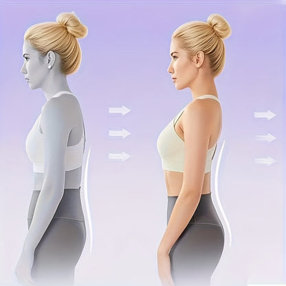 4-Level Adjustable Back Stretcher & Posture Corrector with Magnetic Closure - Ergonomic Lumbar Support for Upper & Lower Back, Office, Car, Home Use - Durable PP Material, Blue, Back Stretcher for Back, Posture Correction, Ca