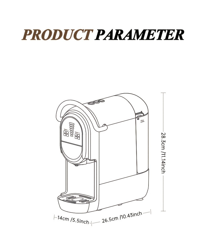 CAFELFFE 4-in-1 Capsule Coffee Machine | 19 Bar Espresso Maker | Smart Temp Control & 7 Preset Brewing Times | Compatible with Nes/DG/ Capsules Ground Coffee/ESEpod | Premium Gift Set for Coffee Lovers & Family, Automatic Esp