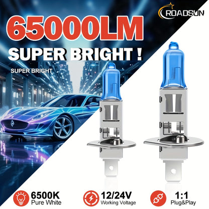 ROADSUN 2pcs 9005/HB3 9006/HB4 H1 H11 H7 H9 H4 LED Headlight Bulbs, Super Bright 6500K White, 800% Brightness Plug & Play High Low Beam for Cars, Trucks, SUVs, Truck Lighting Solution, Without Battery