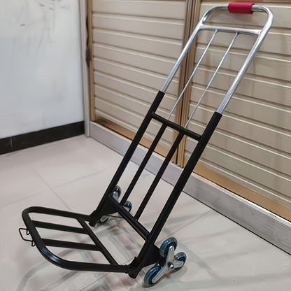 1pc Heavy-Duty Folding Hand Truck with Stair-Climbing Wheels, Compact Folding Cart, Heavy Load Capacity, for Home, Warehouse, Grocery Shopping, Moving - Space-Saving Design