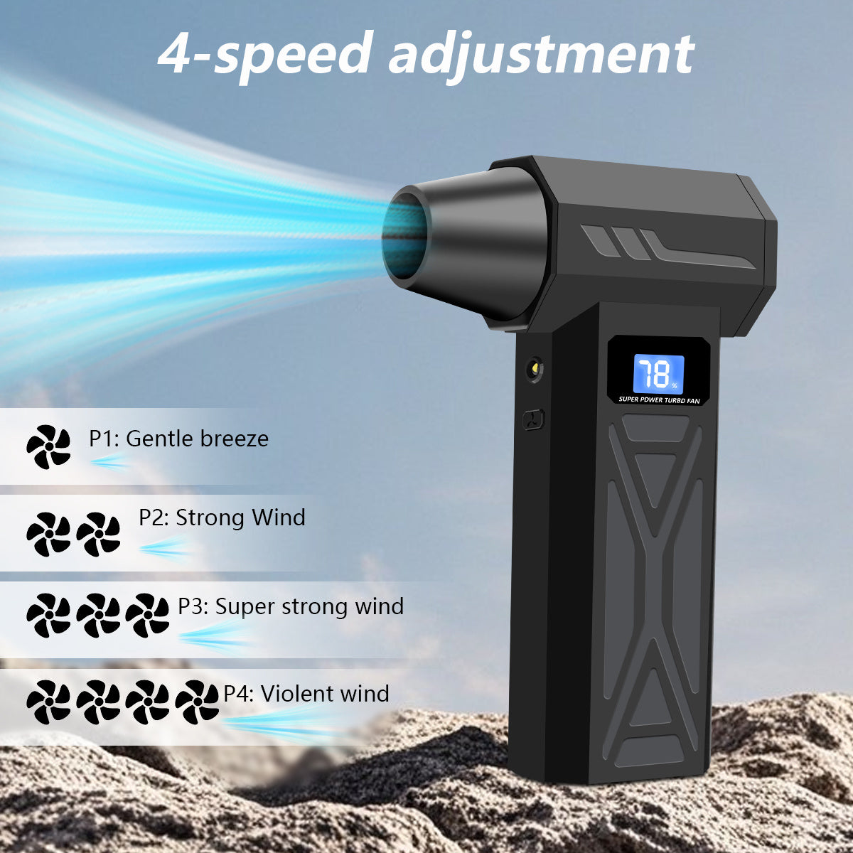 130000RPM Violent Turbofan, Intelligent Display Screen with 4-speed Adjustable, Including 5 Hair Dryers, 4000mAh High-capacity Battery, The Best Holiday Gift for Portable Air Blowers Suitable for Computers, Keyboards, Outdoor