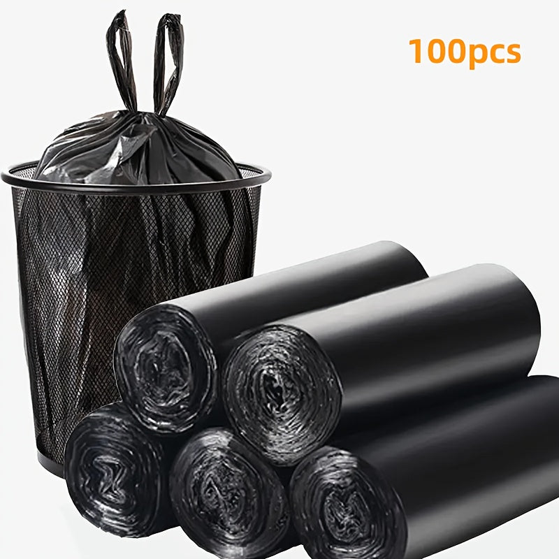 5 rolos com 100 sacos de lixo pretos portáteis cada - adequados para escritórios, cozinhas, salas de estar, casas de banho, áreas exteriores e outros usos diversos.