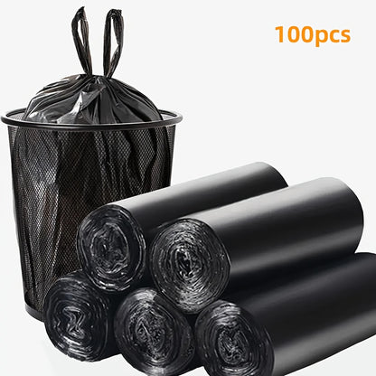 5 rolos com 100 sacos de lixo pretos portáteis cada - adequados para escritórios, cozinhas, salas de estar, casas de banho, áreas exteriores e outros usos diversos.