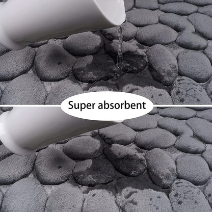 1pc Soft and Comfortable Memory Foam Bath Rug with Cobblestone Embossment - Rapid Water Absorbent and Washable - Non-Slip - Perfect for Shower Room and Bathroom Accessories, Bathroom decorations, kitchen Area Rugs, bedrooom,