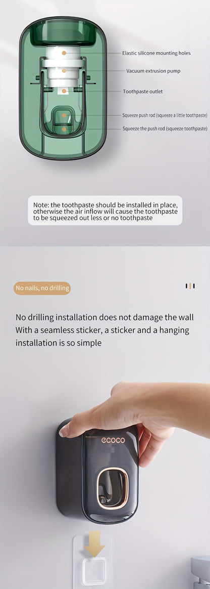 Dispensador de pasta de dentes automático e elegante para montagem na parede - Não necessita de eletricidade.