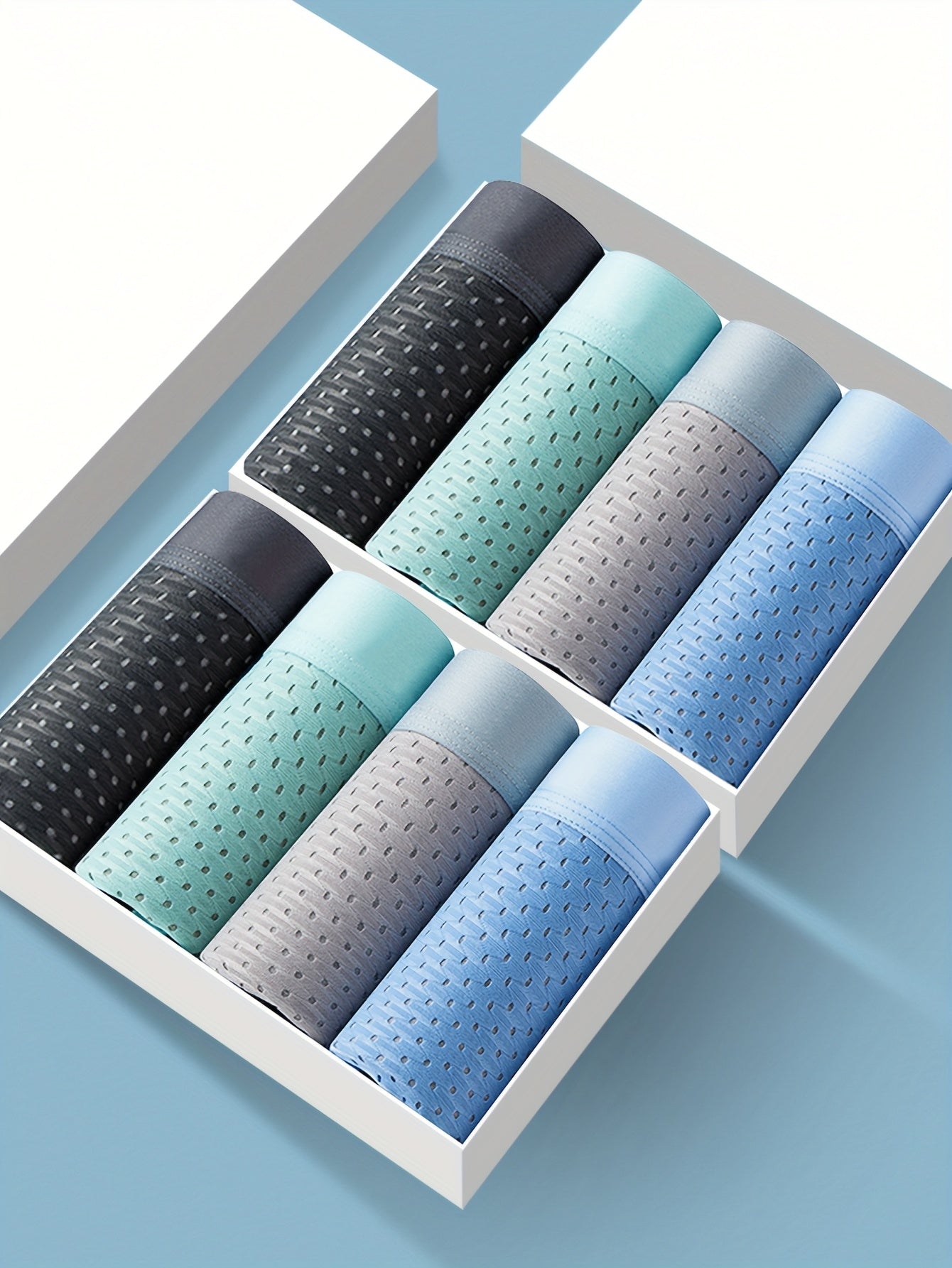 6-Piece Men's Breathable Underwear - Moisture-Wicking No-Show Boxer Briefs, Mid-Stretch Solid Color for Running & Summer, Sexy Comfort Fit