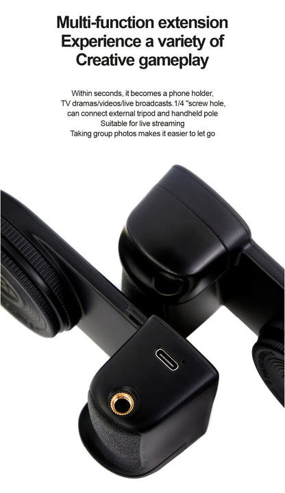 Suporte de Câmara para Telemóvel com Controlo Remoto Magnético 360° e Luz Integrada