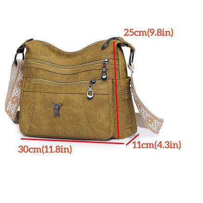 Taole Women's Vintage Bohemian PU Shoulder Bag - Adjustable Strap & Zipper Closure, Retro 1950s Handbag in Khaki/Ginger/Gray/Blue/Black, Casual & Dressy Outfits, Durable & Oil-Tanned Edges