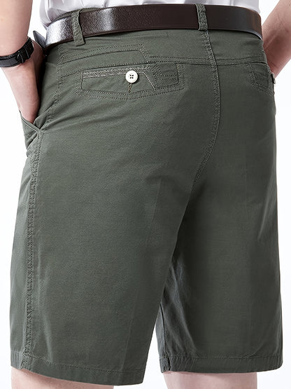 Men'S Cargo Shorts - Olive Green Non-Stretch Work Pants with Multiple Utility Pockets, Straight-Leg Mid-Thigh Length for Everyday & Professional Use - Durable Casual Outdoor Pants for Construction, Hiking, Travel - Non-Stretc
