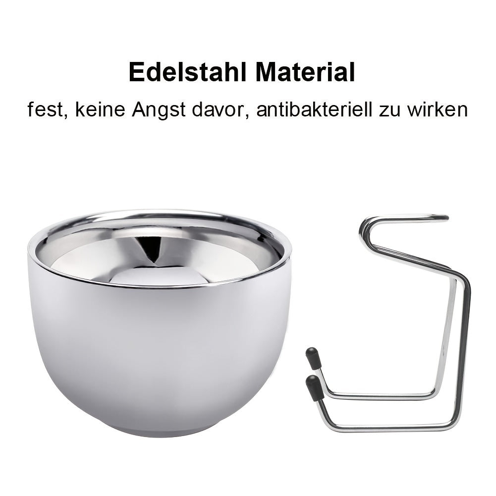 Kit de barbear para homem com pincel, suporte, taça em aço inoxidável e escova facial macia.