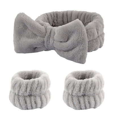 1pc/3pcs Cute Bow Hair Band And Wristband Set, Women Spa Headband For Washing Face, Makeup Hair Band, Skincare Headbands