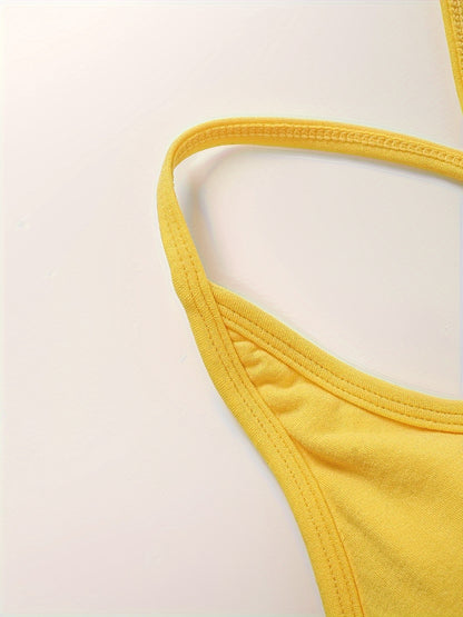 Women's Seamless Yoga Cross Back Sports Bra, Solid Color, Hollow Design, Casual Sports Style