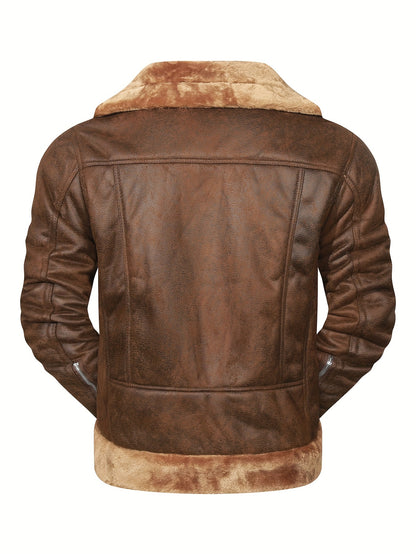 Men's Pu Jacket, Chic Faux Leather Jacket For Fall Winter