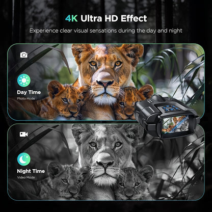 8x 4K Ultra HD Digital Night Vision Binoculars - 5000mAh long-lasting Li-ion battery, 3-inch high-resolution display, 600m long range detection - ideal for wildlife observation, valentine's day, gift for your love