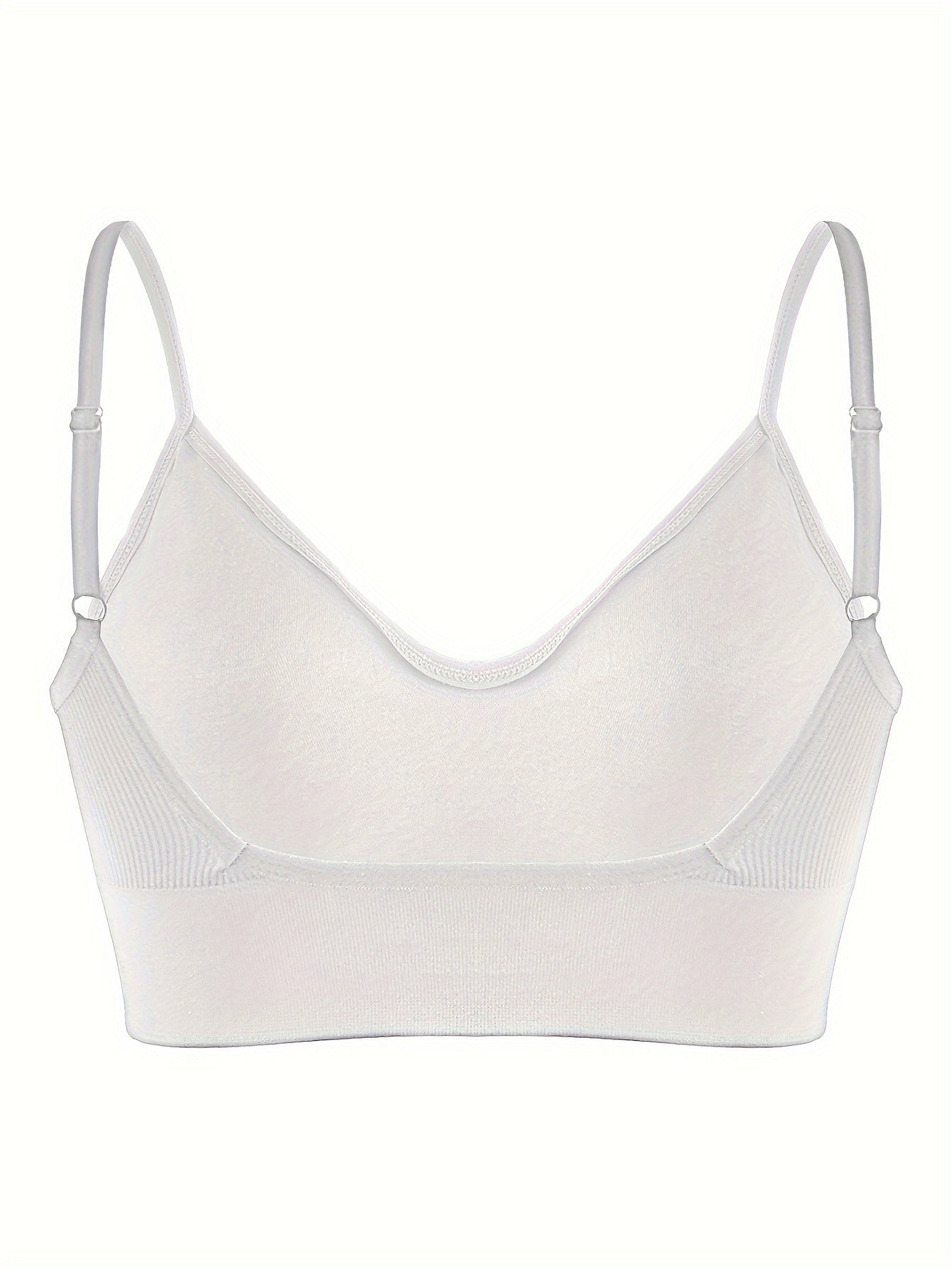 Solid Ribbed Sports Bra, Comfy & Breathable Workout Fitness Intimates Bra, Women's Lingerie & Underwear