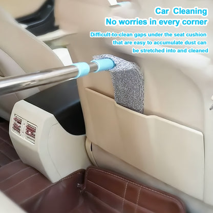 Extended Retractable Dusting Split Mop with 4/6/8/12 Microfiber Dusting Cloths, Underbed Cleaning, for sweeping dust, wiping crevices of sofas, Extended mop for mopping under beds, home cleaning, cleaning tools for the school
