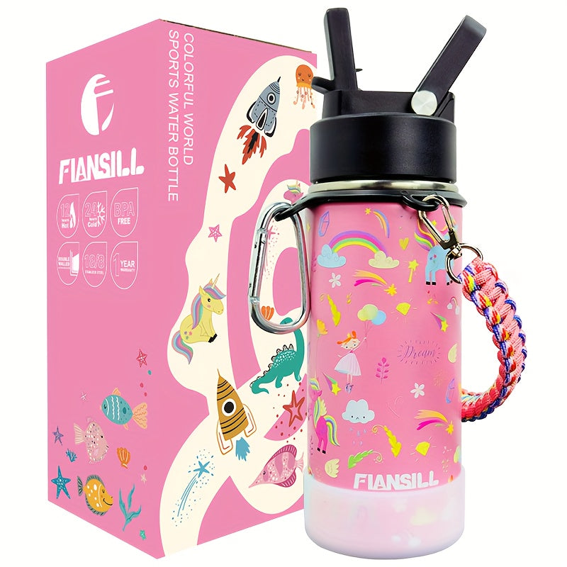 12oz Stainless Steel Vacuum Insulated Water Bottle with Flansill, Leak-Proof, BPA-Free, Portable, Ideal for Students, Daily Hydration Gift for Son and Daughter, Independence Day, Thanksgiving, New Year, Labor Day, Kids