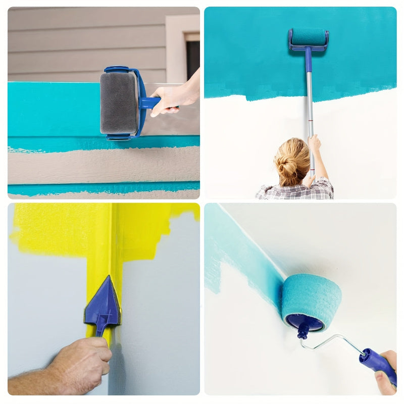 8pcs Paint Roller Set with Stick - Quick Room Makeover, Easy-to-Use Wall Painting Tools Kit, Paint Rollers for Wall