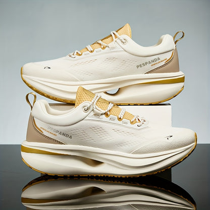 Unisex Professional Running Shoes - Lightweight Breathable Design with Stability Support, All-Season Low-Top Sneakers for Gym, Hiking, Commuting & Outdoor Activities - White & Orange Accents, Gym Shoes, Hiking Footwear, Moder