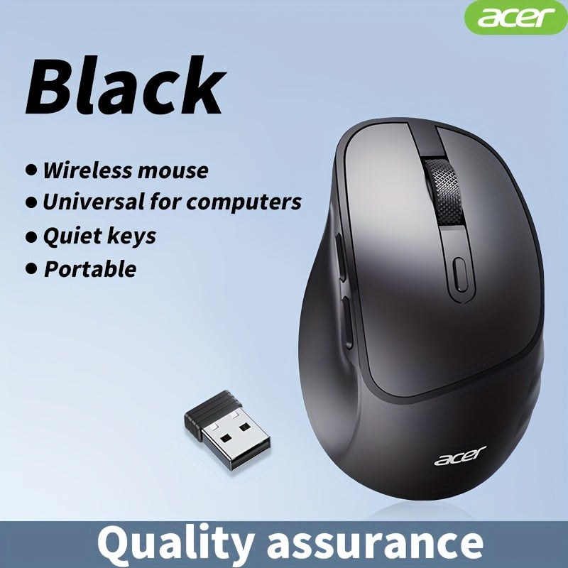 ACER Wireless Mouse, Ergonomic Silent Optical Mouse with Side Buttons, Low Latency 2.4G Wireless Mouse, Compatible with Windows/macOS/iPadOS/Android for Laptop, Computer, Office & Home Use, Home Office Accessory, Computer Nav