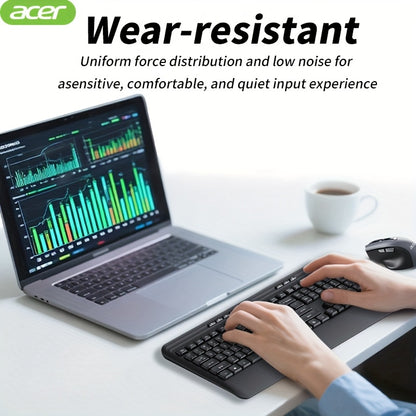 ACER Wireless Keyboard and Mouse Combo, Full-Size Quiet Ergonomic Keyboard Mouse Set, Compatible with Multiple Systems, Lightweight & Durable, Suitable for Office/Home Use