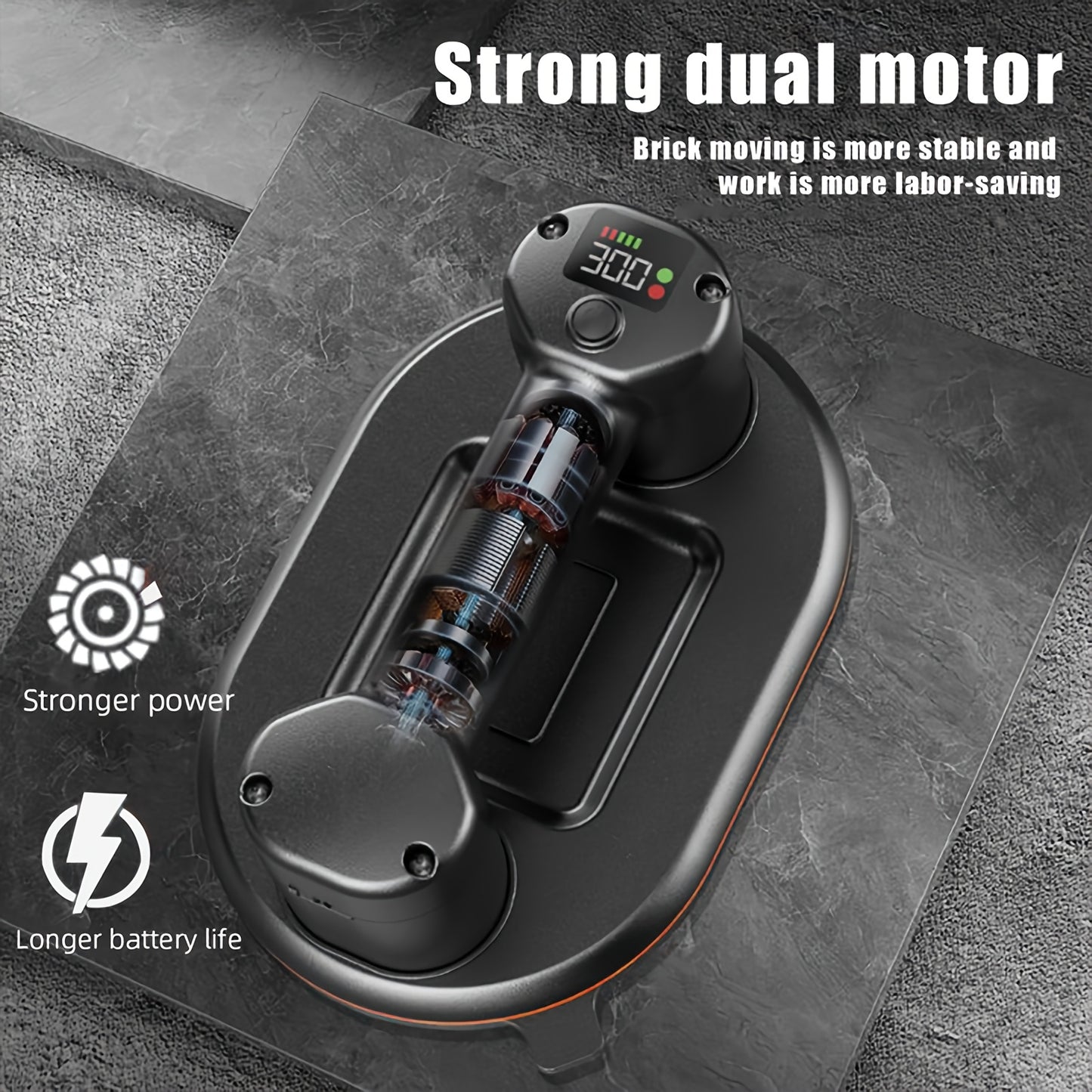 300KG Industrial Grade Electric Vacuum Suction Cup Heavy-duty Granite Tile Vacuum Elevator 3600mAh Battery For Moving Glass, Tile, And Stone Materials