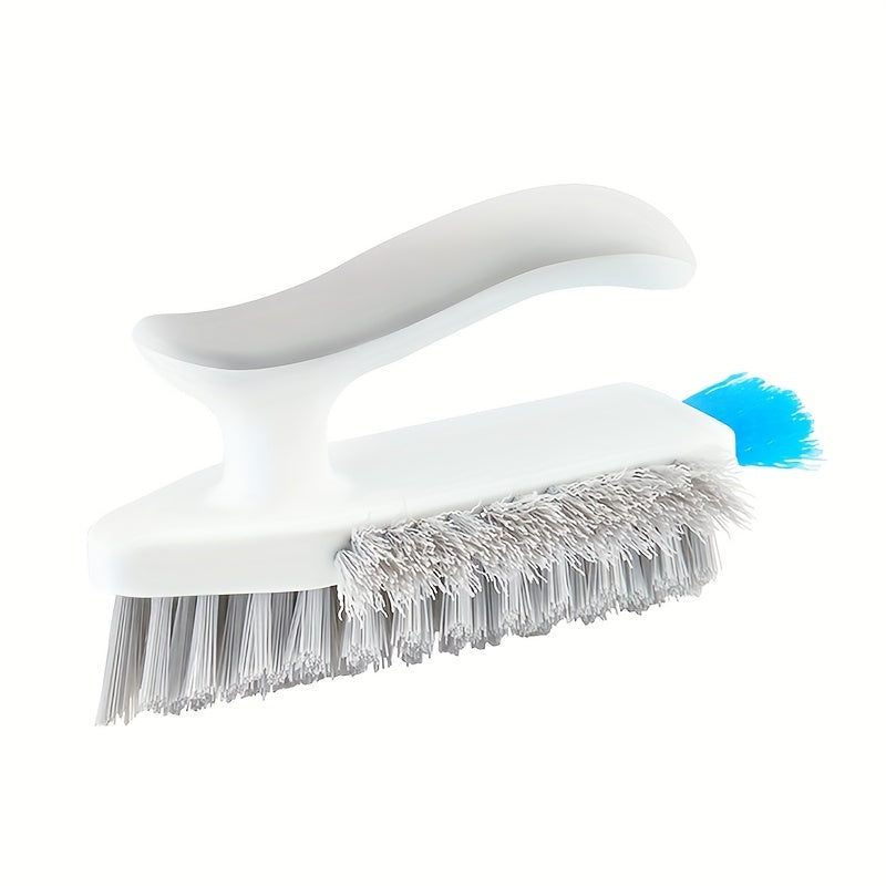 2-in-1 cleaning brush, multifunctional crevice brush, floor brush, floor brush, bathroom corner crevice, toilet cleaning brush, green/white, 1pc, with scraping strip, durable material, for household crevice cleaning