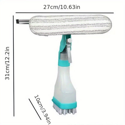 1pc, 4 In 1 Glass Wiper With Spray Bottle, Multifunctional Window Wiping Brush With Scraper And Scrub Brush, Creative Cleaning Brush For Floor Wall Tile Window Glass, Cleaning Supplies, Cleaning Tool, Back To School Supplies