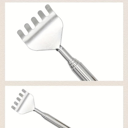 Coçador de costas ajustável em aço inoxidável, massajador telescópico para costas com garras anti-prurido, ferramenta de massagem para o cuidado da saúde dos idosos.