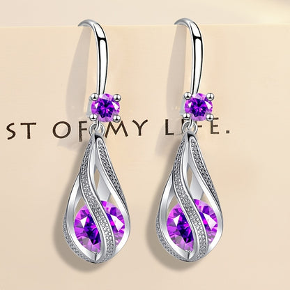 Delicate Teardrop Zirconia Earrings Floral Spiral Earrings Jewelry For Women 1Pair