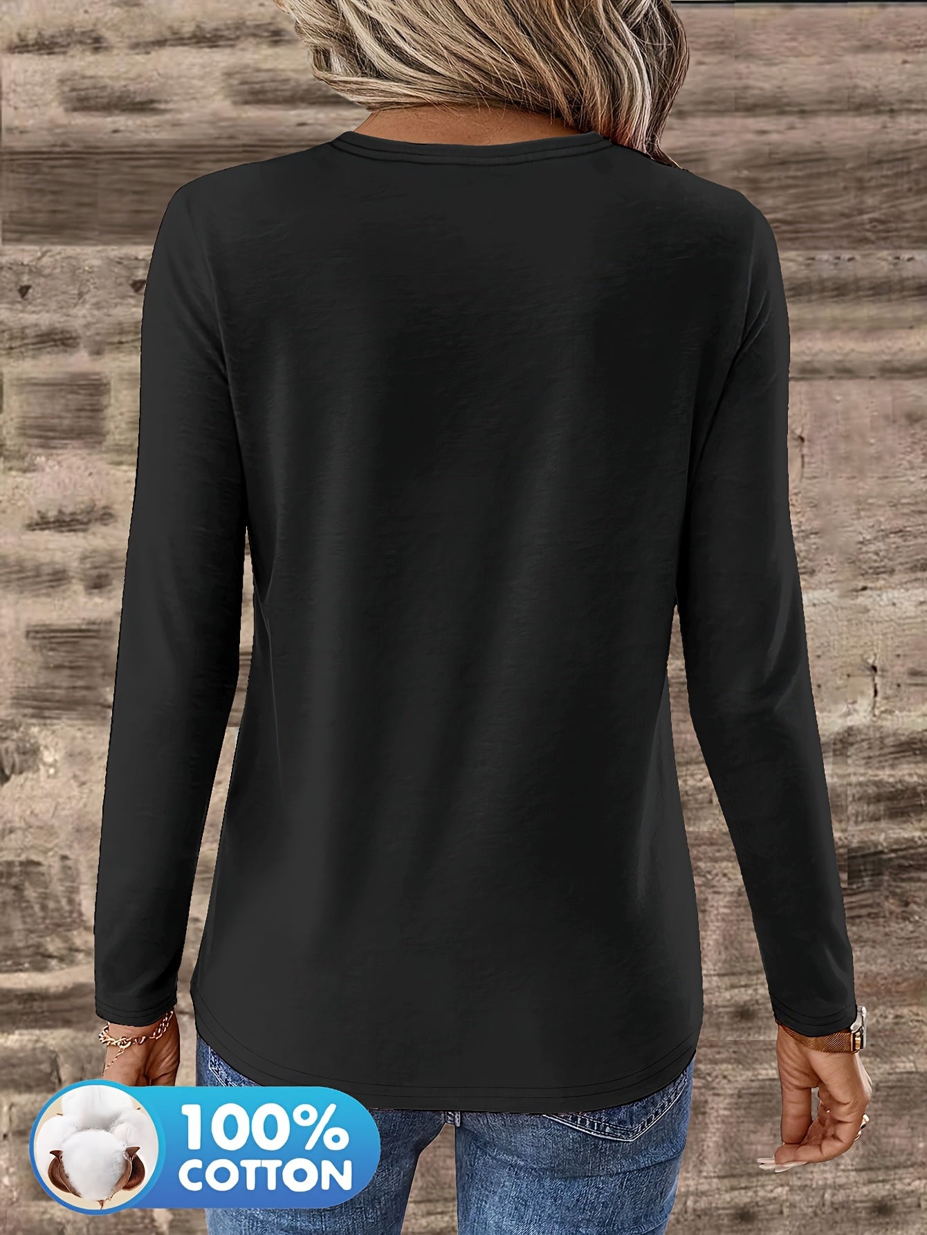 3pcs Women'S 100% V-Neck Long Sleeve T-Shirts - Soft, Durable, and Comfortable Casual Wear for All Seasons, Perfect for Holidays, Graduations, and Everyday Style, Everyday Comfort Wear | Minimalist Style | Soft Fabric Tee