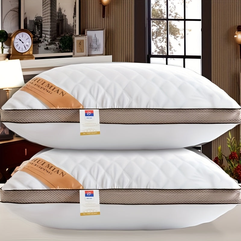 2pcs High-end Hotel Same Pillow Core Light Beige-friendly and Comfortable Cervical Spine Protection Soft and fluffy Sleep Aid Super thick and full Long-lasting no deformation and no collapse Home Gift Machine washable washabl