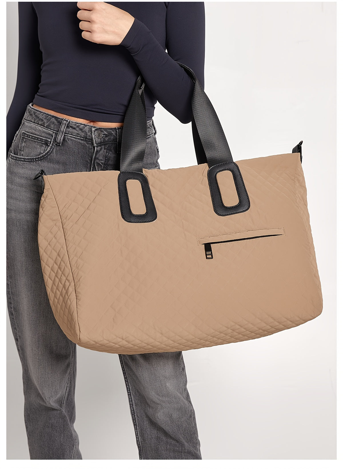 WEIXIER Spacious Multi-Pocket Travel Tote - Durable, Lightweight Women's Handbag for Weekend Getaways & Daily Use - Available in Coffee, White, Black