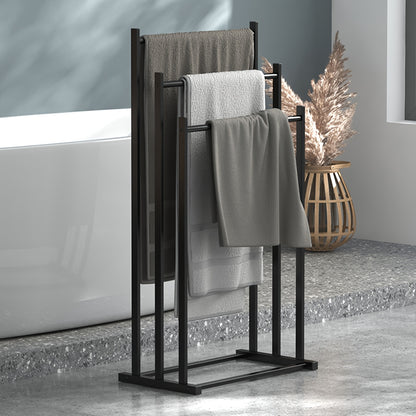 1pc Modern Three-Tier Freestanding Towel Rack - Heavy-Duty Floor-Standing Bathroom & Pool Drying Rack, Space-Saving Multifunctional Organizer for Indoor/Outdoor Use, No Installation Needed