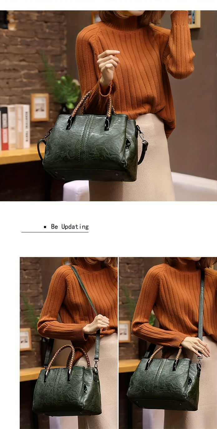Big Bag 2025 Four Seasons Versatile Handbag Fashion Office Bag Texture Soft Boston Single Shoulder Crossover Large Capacity Women's Bag