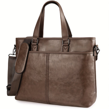 LUBARDY Men'S 15.6-Inch Laptop Briefcase - Lightweight Business Bag with Adjustable Shoulder Strap, Multiple Compartments & Zipper Closure, Coffee Brown for Office, Work, College, Laptop Storage, Professional Look, Durable Zi