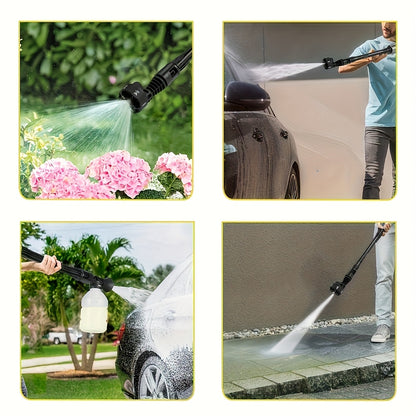 Brushless High Pressure Car Washing Water Gun, 6in 1 Cordless 3-speed High Pressure Cleaning Machine with 5m Water Hose, Suitable for Garden Watering, Car Washing And Floor Cleaning, Outdoor Cleaning, Cordless Design, Efficie