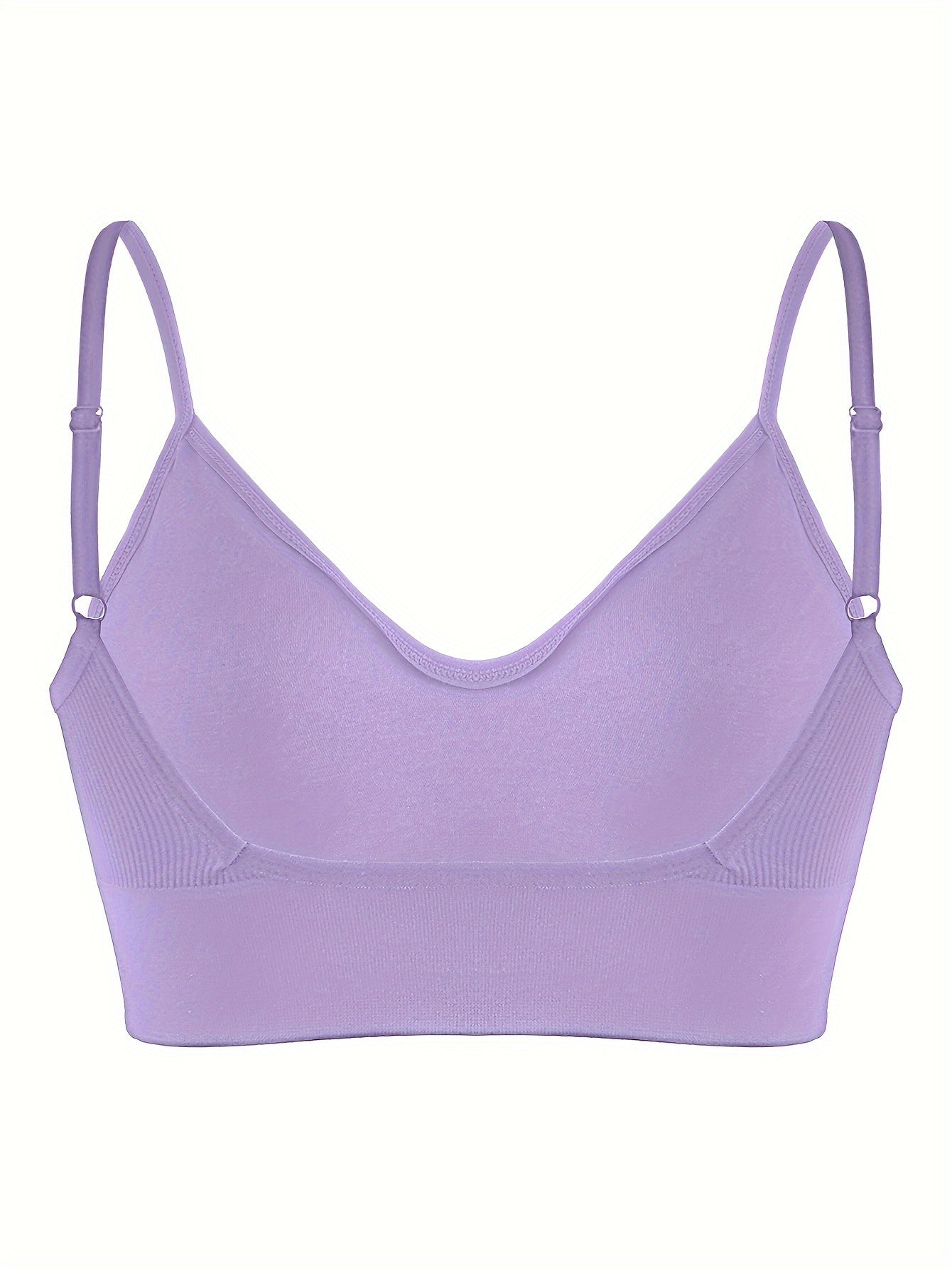 Solid Ribbed Sports Bra, Comfy & Breathable Workout Fitness Intimates Bra, Women's Lingerie & Underwear