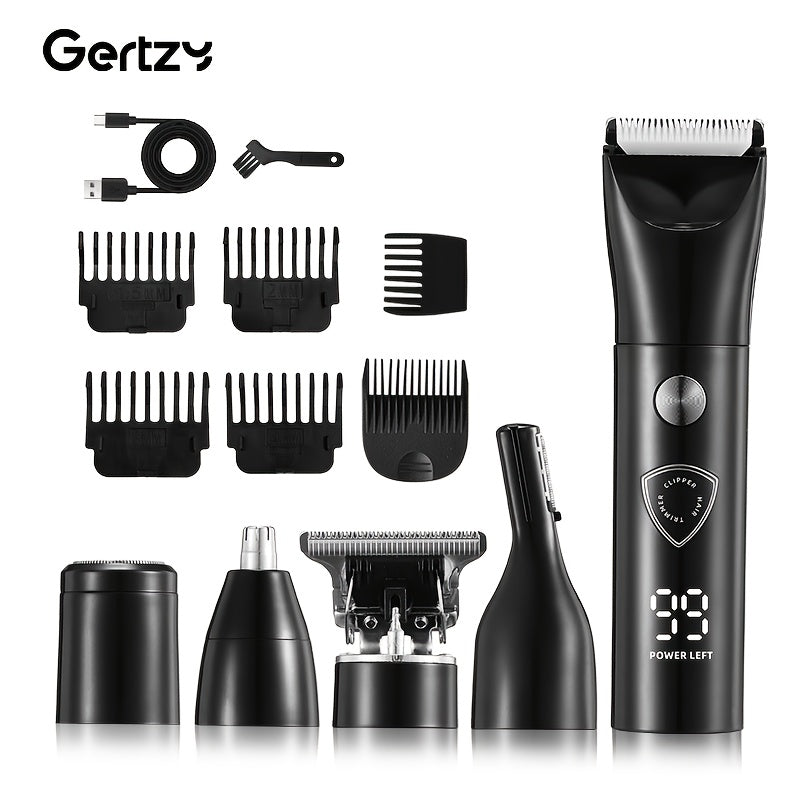 Kit de Beleza Elétrico Masculino 5 em 1 - Aparador de Cabelo com Carregamento USB, Aparador de Sobrancelhas, Nariz e Orelhas, Máquina de Barbear e Aparador de Cabelo, Máquina de Cortar Cabelo, Aparador de Barba, Presente para o Dia do Pai