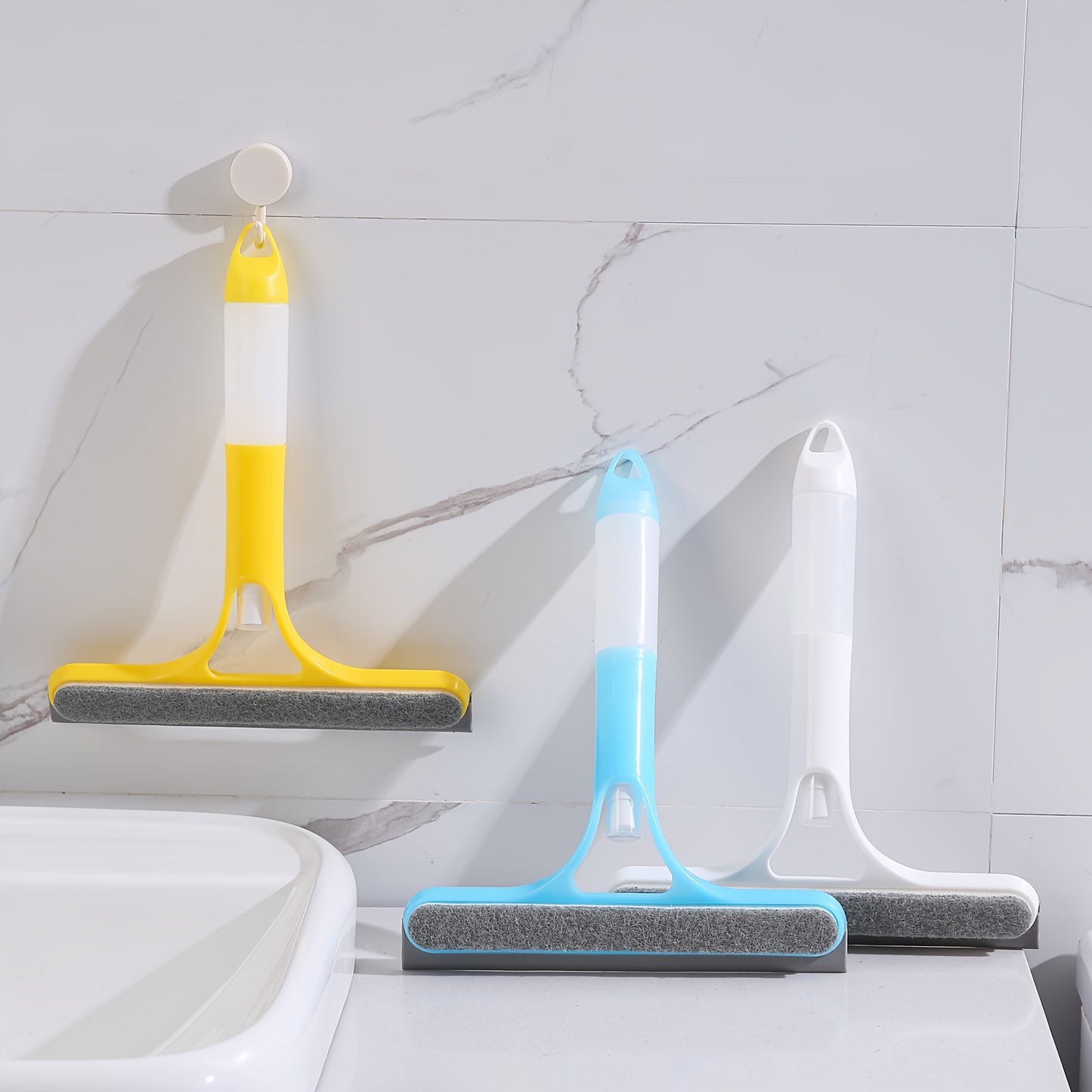 3-In-1 Multi-Functional Glass Cleaning Tool with Sprinkler, Polypropylene (PP) Plastic, for Bathroom, Kitchen, Living Room, Bedroom, Toilet - Efficient Mirror And Window Scraper