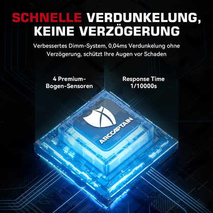 Máscara de soldadura com ecrã de visualização ampla, ARCCAPTAIN, com escurecimento automático True Color.