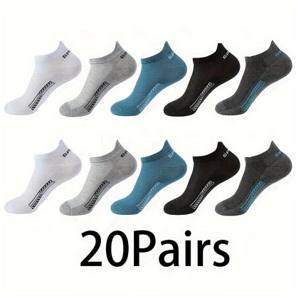 10 Pairs of Unisex No-Show Socks, Combed Cotton Breathable Mesh Casual Athletic Crew, Socks for Work, High Quality Socks for Men, Plus Size Mens Socks, Grippe Socks, Working Socks for Men, Casual Attire, Work Socks, Minimalis