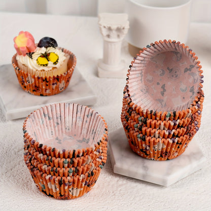 100pcs, Halloween Muffin Cups, Cupcake Cups, Disposable Paper Cupcake Liners, Cute Muffin Molds, Baking Tools, Kitchen Gadgets, Kitchen Accessories