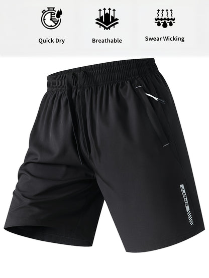 Men's Lightweight Polyester Casual Shorts with Lettering - Breathable Summer Beach & Outdoor Sports Shorts, Regular Fit, Pockets, Hand Wash or Dry Clean, Athletic Leisure Shorts | Modern Casual Shorts | Functional Pockets Des