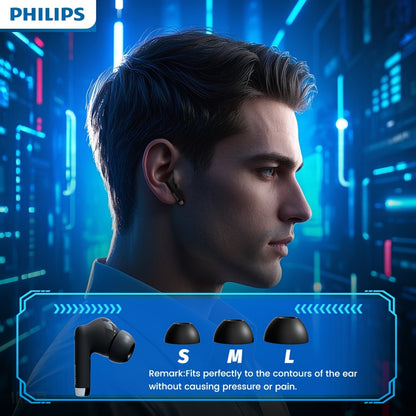 For PHILIPS Wireless Earbuds with ENC Noise Cancellation, Tap Controls & Rechargeable Battery, 6-hour playback time, 16 hour charging case.TAT2020, Earbuds Wireless, Travel Headphones, Office Headphones, Compact Earbuds, Mode